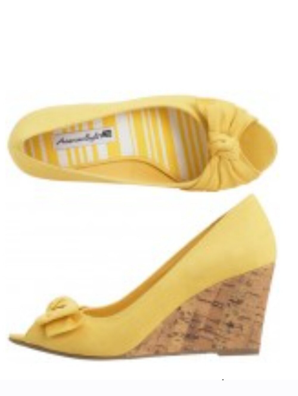American Eagle Amarillo Jenner  Yellow Peep-Toe Cork Wedges Sz 8.5